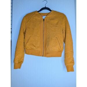 Anthropologie Saturday Sunday Cropped Quilted Yellow Zip XS